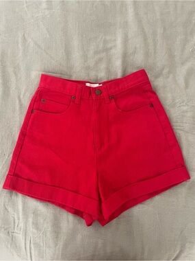 Copper Key High-Waist Red Cuffed Shorts